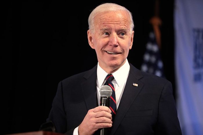 Joe Biden speaking with attendees at the 2020 Iowa State Education Association (ISEA) Legislative Conference at the Sheraton West Des Moines Hotel in West Des Moines, Iowa.